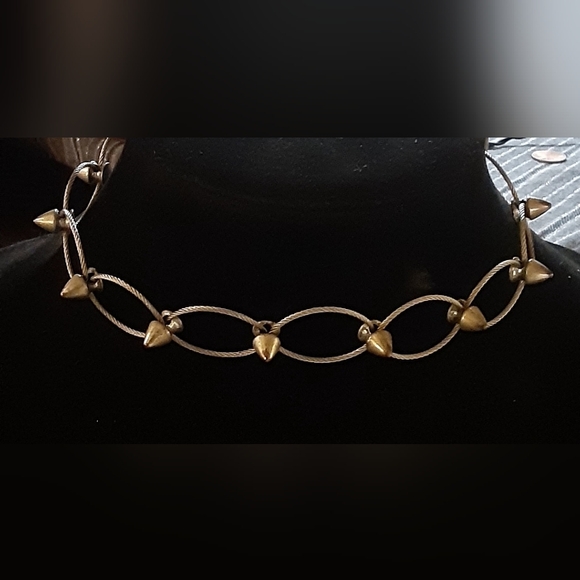 MODERN BRONZE STUDDED ST WIRE CHOKER  quarter inch studs - Picture 4 of 4